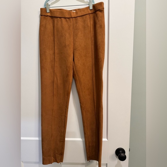 TCEC brown faux suede pants raw hem with zippers - Picture 1 of 8